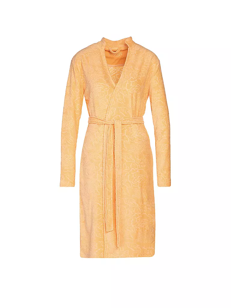 VOSSEN | Damen Nikivelours Bademantel Apricot | orange