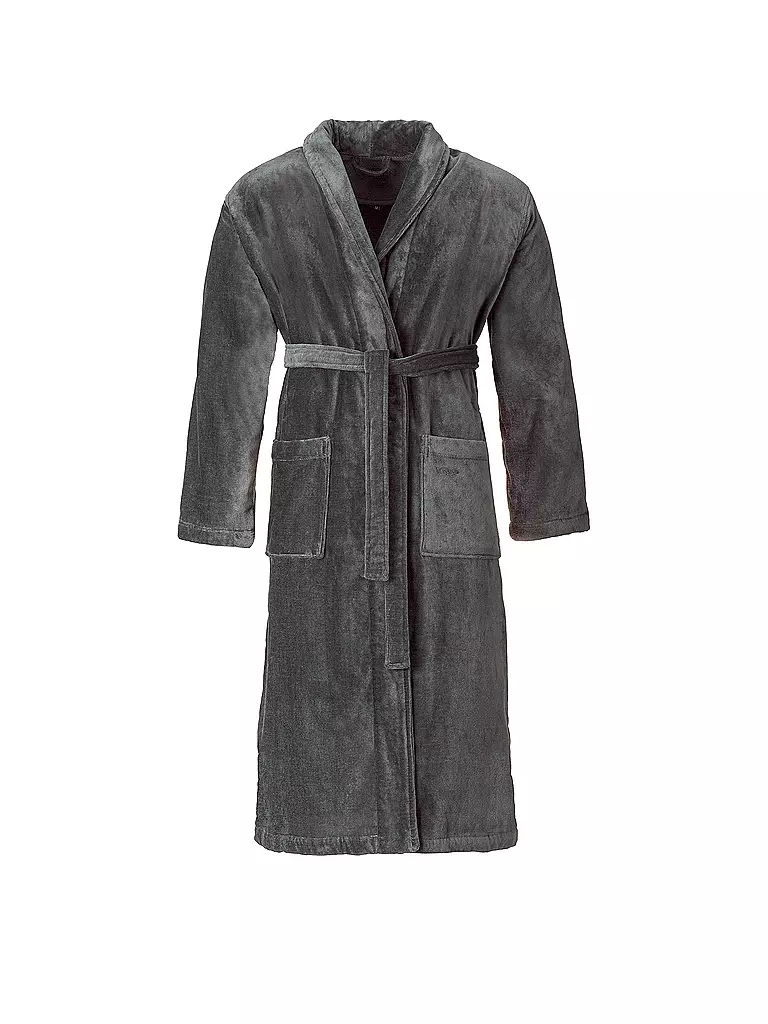 VOSSEN | Unisex-Velours-Bademantel "Feeling-L" (Flanell) | grau