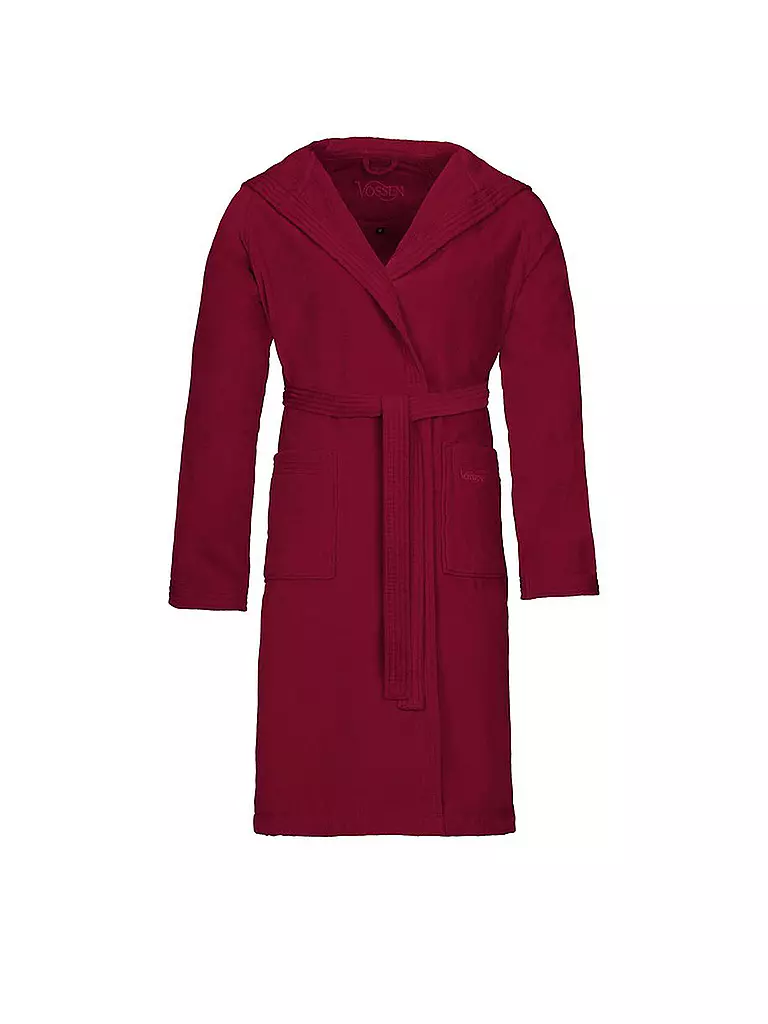 VOSSEN | Unisex-Velours-Bademantel "Texas" (Rubin) | rot