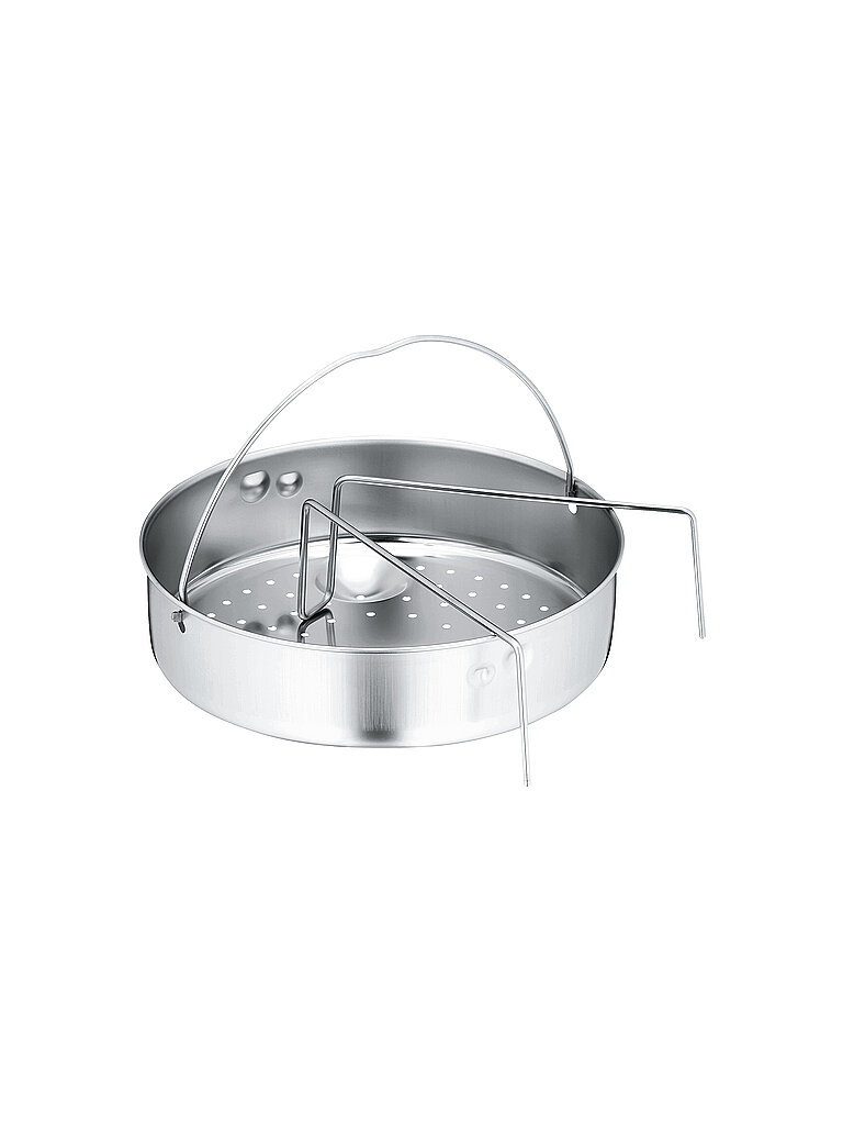 WMF Schnellkochtopf-Zubehör Set 2-teilig, Einsatz gelocht mit Einsatzsteg, für Schnellkochtöpfe 3,0 - 8,5l, Cromargan Edelstahl, spülmaschinengeeignet
