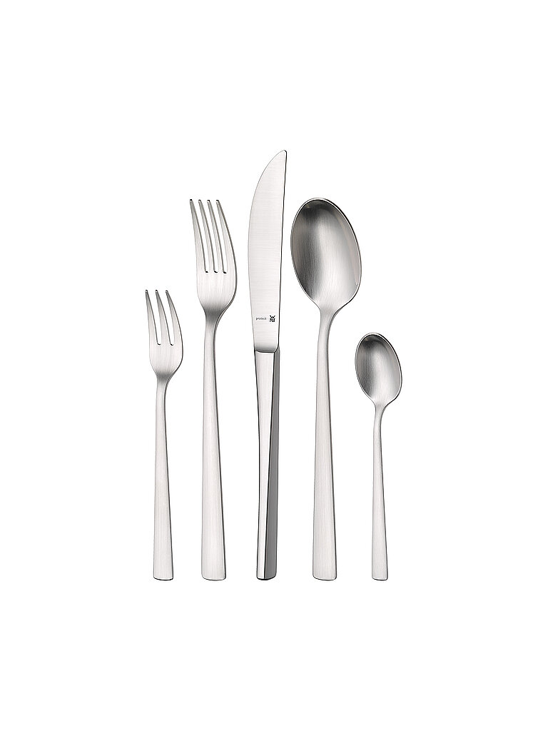 WMF Corvo Besteck Set 12 Personen, 66 teilig, 60 Teile mit Servierbesteck, Hohlheftmesser, Cromargan protect mattiert, kratzbeständig, spülmaschinenfest