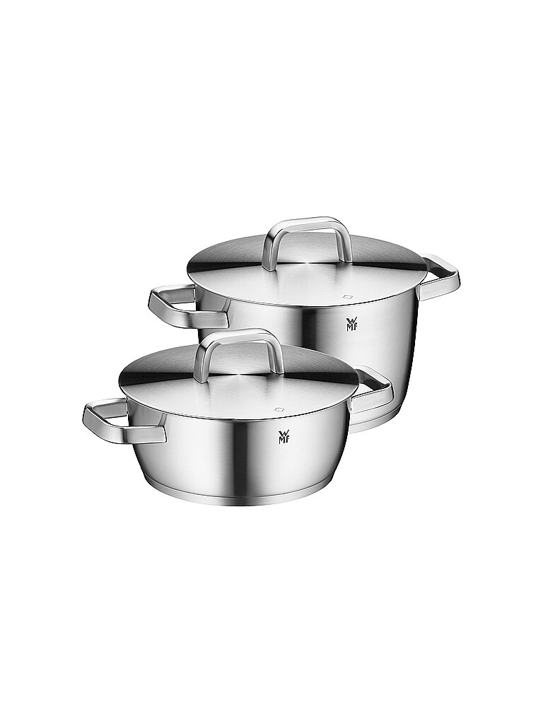 WMF Iconic Topfset Induktion 2-teilig, Kochtopf Set mit Metalldeckel, Cromargan Edelstahl poliert, Induktions Töpfe Set unbeschichtet