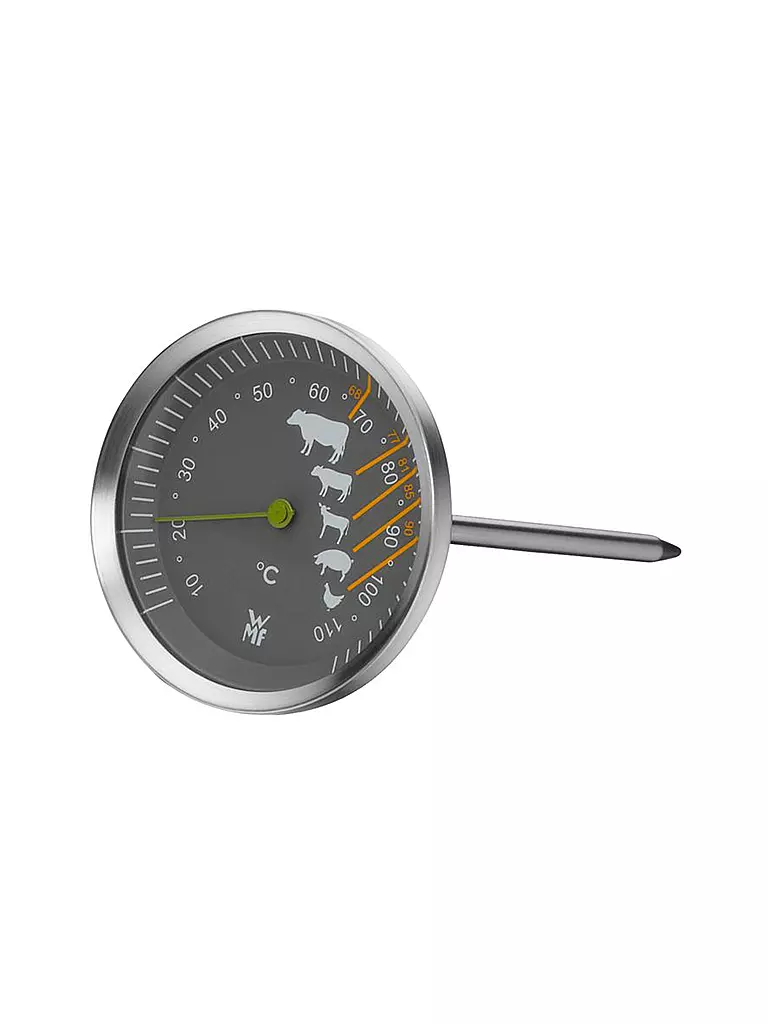 WMF | Extrabräter mit Metalldeckel, Fleischgabel und Fleischthermometer | silber