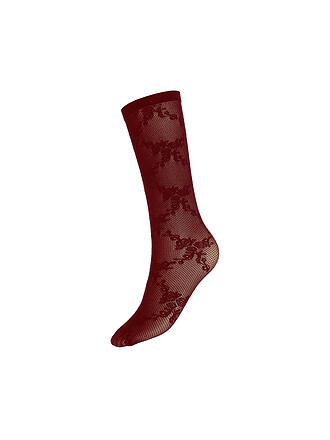 WOLFORD | Feinstrumpfsocken  FLORAL LACE bordeaux