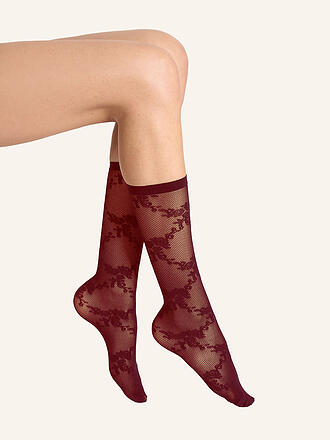 WOLFORD | Feinstrumpfsocken  FLORAL LACE bordeaux