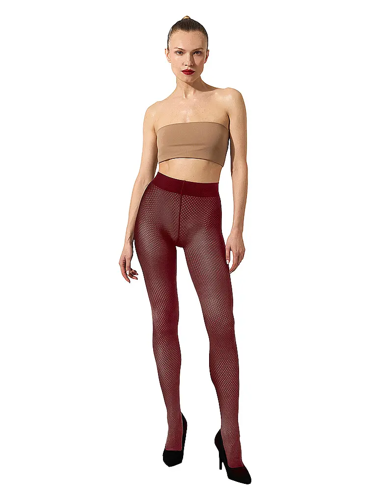 WOLFORD | Modestrumpfhose COTTON DOT midnight | Dunkelrot