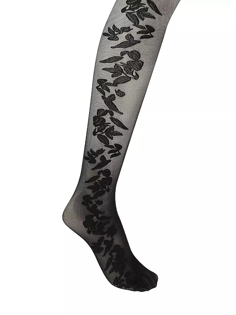 WOLFORD | Modestrumpfhose FLOWER 20 black / black | schwarz