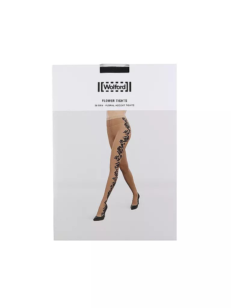 WOLFORD | Modestrumpfhose FLOWER 20 black / black | schwarz