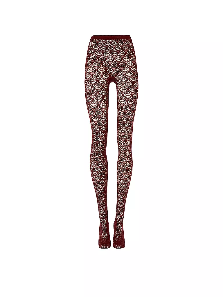 WOLFORD | Modestrumpfhose MERMAID NET Midnight Red  | Dunkelrot