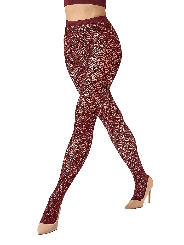 WOLFORD | Modestrumpfhose MERMAID NET Midnight Red | 