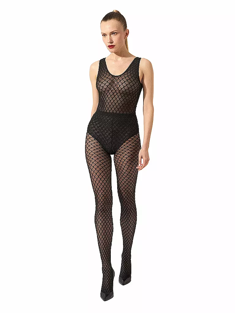 WOLFORD | Modestrumpfhose VELVET NET ILLUSION Black/Black | beige