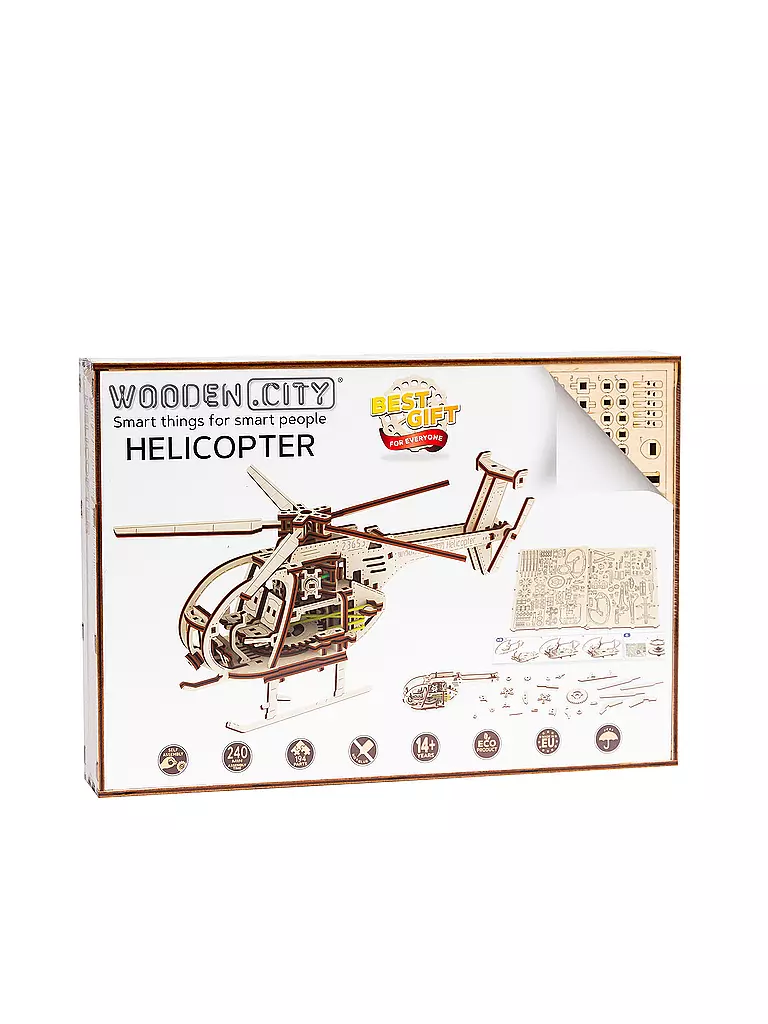 WOODEN CITY | Holz 3D Bausatz - Helicopter | keine Farbe