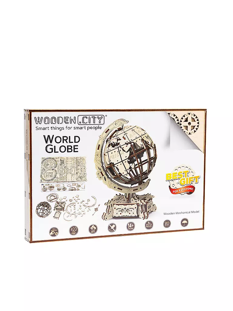 WOODEN CITY | Holz 3D Bausatz - World Globe | keine Farbe