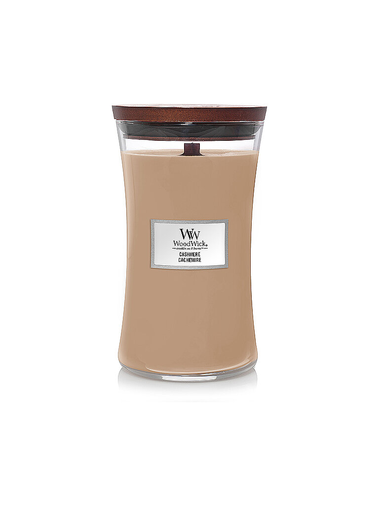 WOODWICK Duftkerze mit Knisterdocht SANDUHR Large 610g CashmereCashmere camel