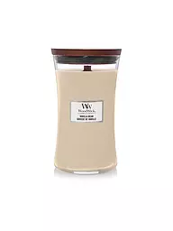 WOODWICK | Duftkerze mit Knisterdocht SANDUHR Large 610g Vanilla Bean | Creme