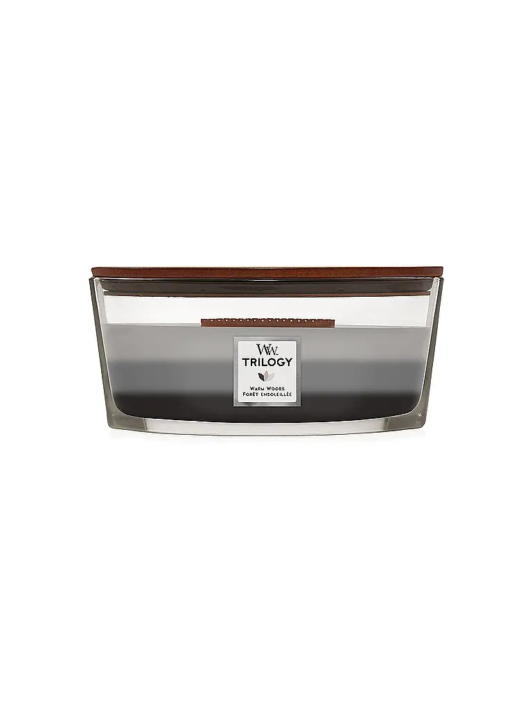 WOODWICK | Ellipsenkerze Knisterdocht 454g Triology Warm Woods  | Grau