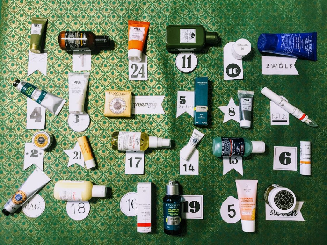 IMG_9074 Stell die selbst einen Unisex Adventkalender in der Parfümerie zusammen mit Marken wie Kiehl`s, Weleda oder Lòccitane