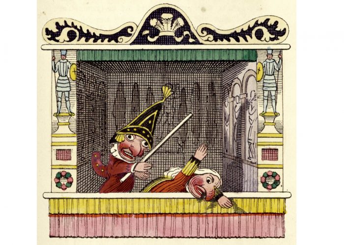Kasperl 2 Kasperletheater, aus: Hermann von Pückler-Muskau, Briefe eines Verstorbenen. Ein fragmentarisches Tagebuch aus England, Wales, Irland und Frankreich, geschrieben in den Jahren 1828 und 1829. Stuttgart, Hallberger, 1831.