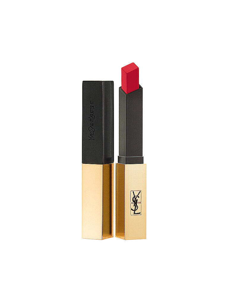 Rouge Pur Couture The Slim dünner mattierender Lippenstift mit Ledereffekt Farbton 1 Rouge Extravagant 22 g