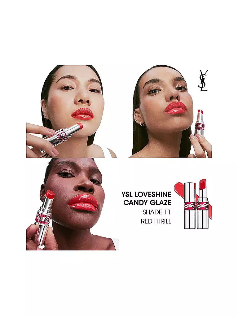 YVES SAINT LAURENT | Loveshine Candy Glaze Lipgloss-Stick (11 Red Thrill) | koralle