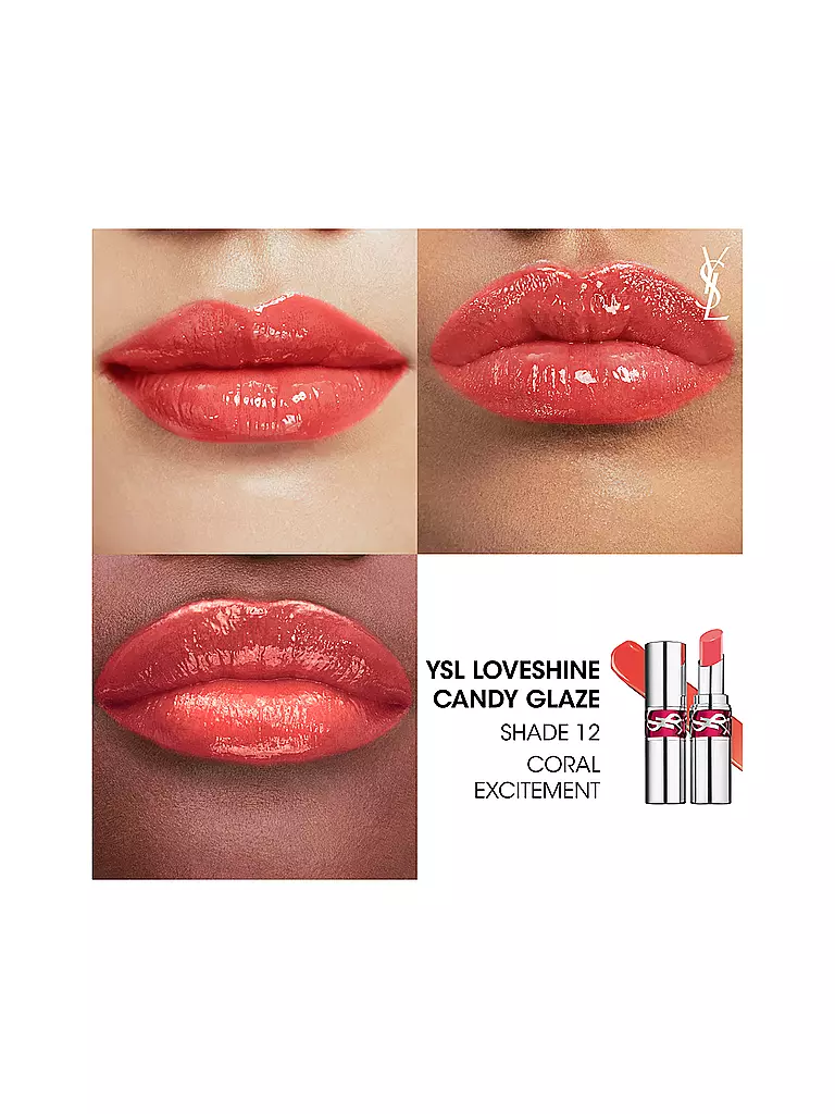 YVES SAINT LAURENT | Loveshine Candy Glaze Lipgloss-Stick (12 Coral Excitement) | camel