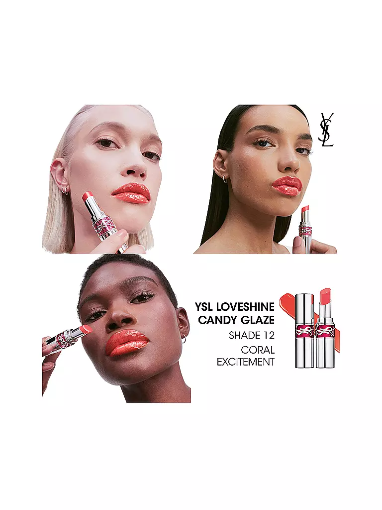 YVES SAINT LAURENT | Loveshine Candy Glaze Lipgloss-Stick (12 Coral Excitement) | camel