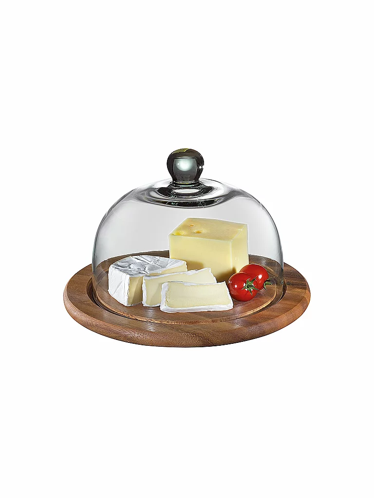 ZASSENHAUS Campana de queso con tapa de cristal acacia 25cm marrón