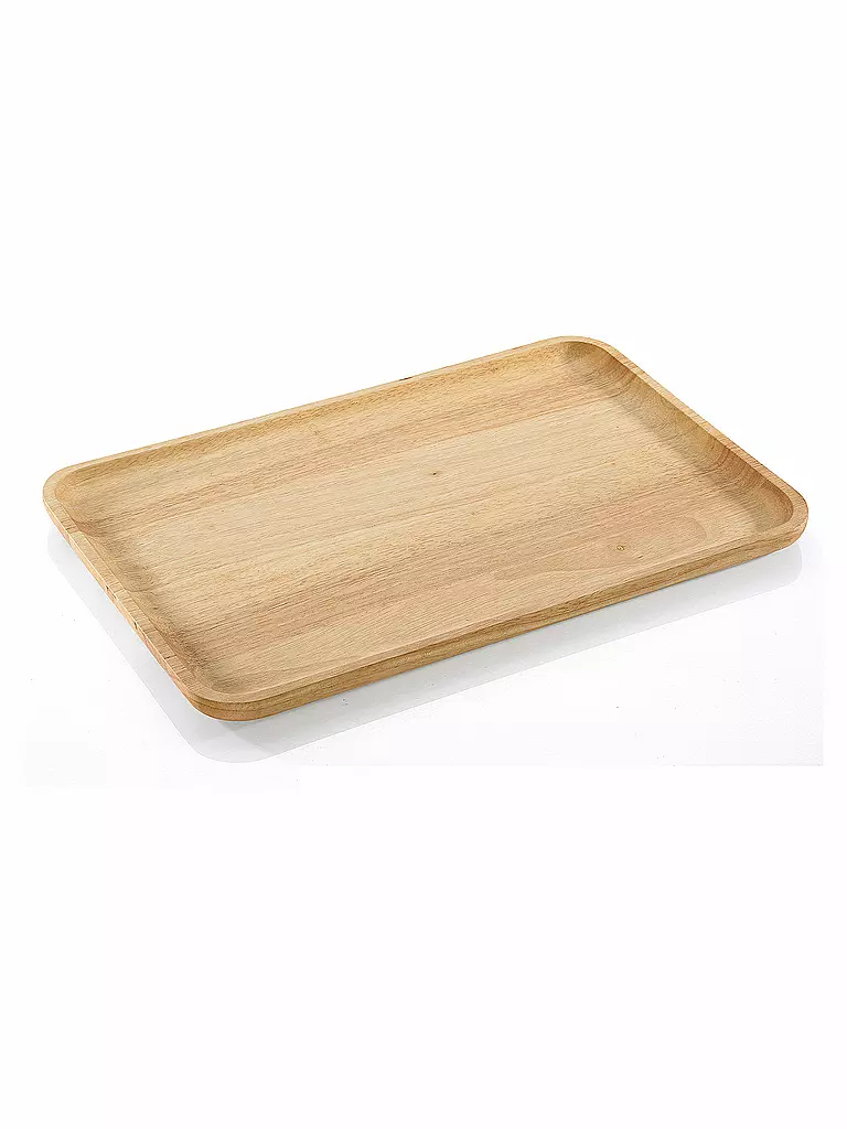 ZASSENHAUS | Holzbrett Snackplatte, hell 42×27,5 cm Gummibaum | beige